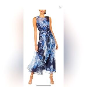 Eliza J Elegant Blue Floral Jumpsuit